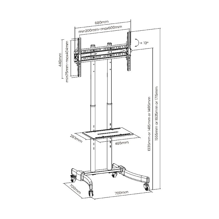 Compact Mobile TV Stand/Cart For 37-70" - Image 3