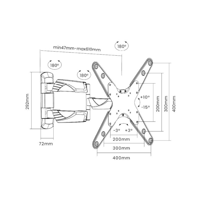 Slim Full Motion TV Wall Bracket For 26"-55" - Image 4
