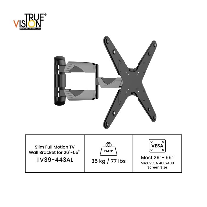 Slim Full Motion TV Wall Bracket For 26"-55" - Image 5