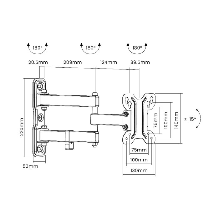 Full Motion TV Wall Bracket For 13"-27" - Image 5