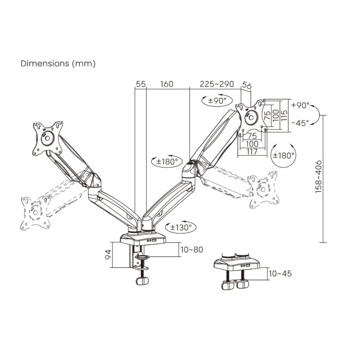 Dual Counter Balance Monitor Arms For 17” - 32” - Image 4