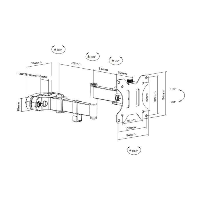 Single Arm Full Motion Pole Monitor Arm For 17" - 32" - Image 5