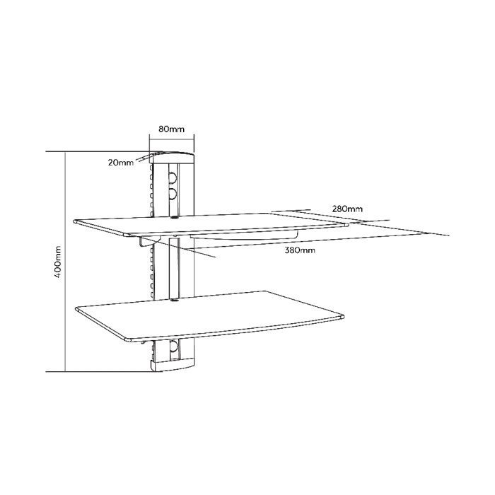 DVD / Cable Box Wall Mount Double Shelf - Image 5