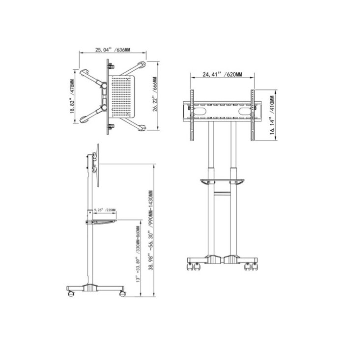 Mobile TV Cart For 32"- 75" - Image 5