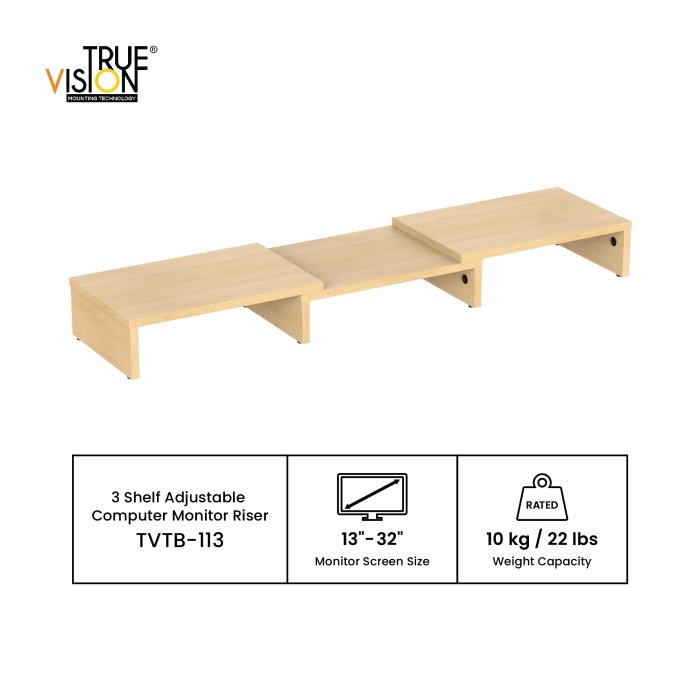3 Shelf Adjustable Computer Monitor Riser TVTB-113 - Image 4