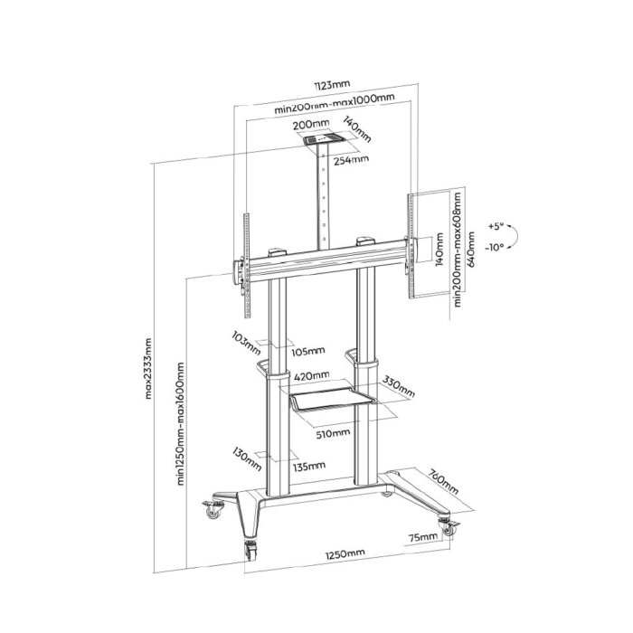 Extra Large Mobile TV Stand For 70" - 120" - Image 4