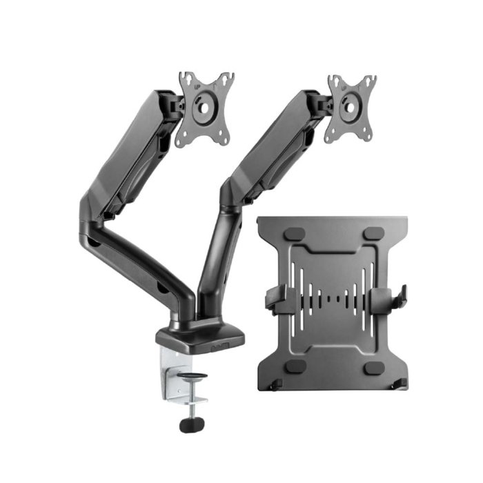 Dual Counterbalance Monitor Stand and Laptop Holder for 17"-32"