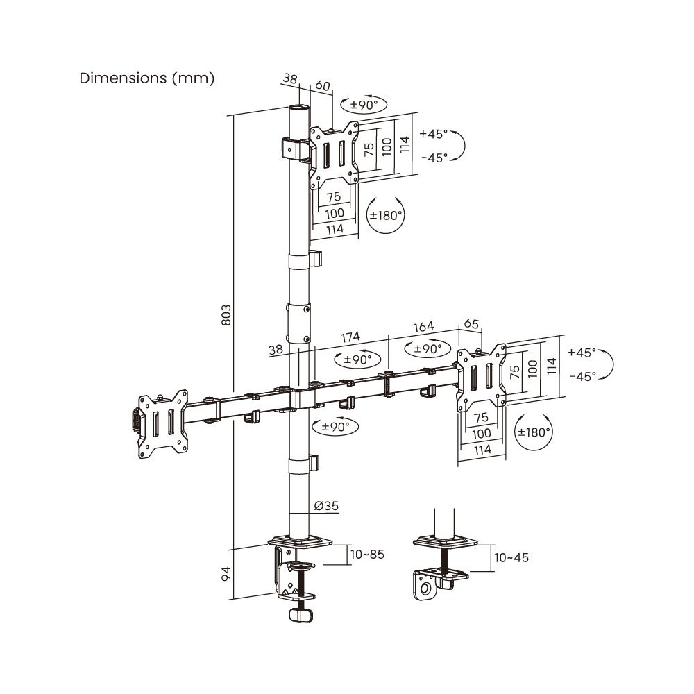 Triple Monitor Articulating Mount For 17"-32" - Image 5