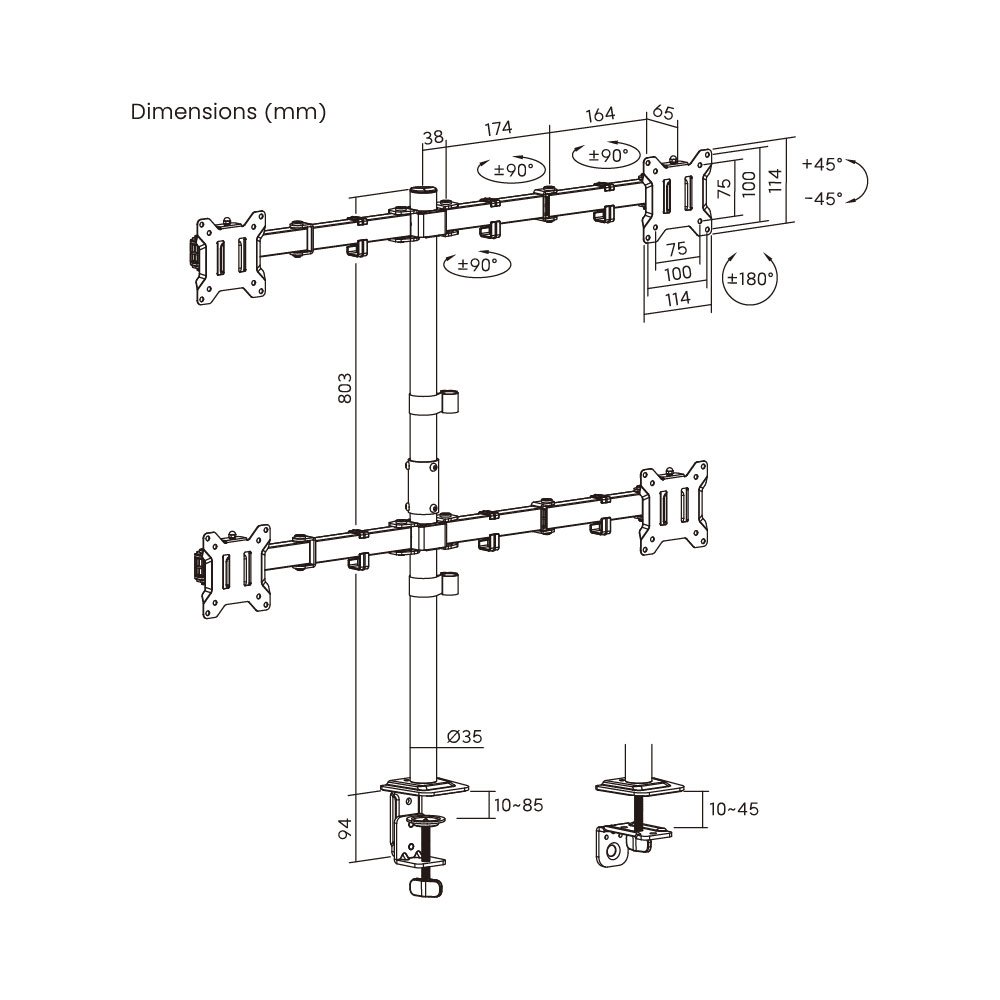 Articulating Quad Monitor Stand For 17” – 32” - Image 4